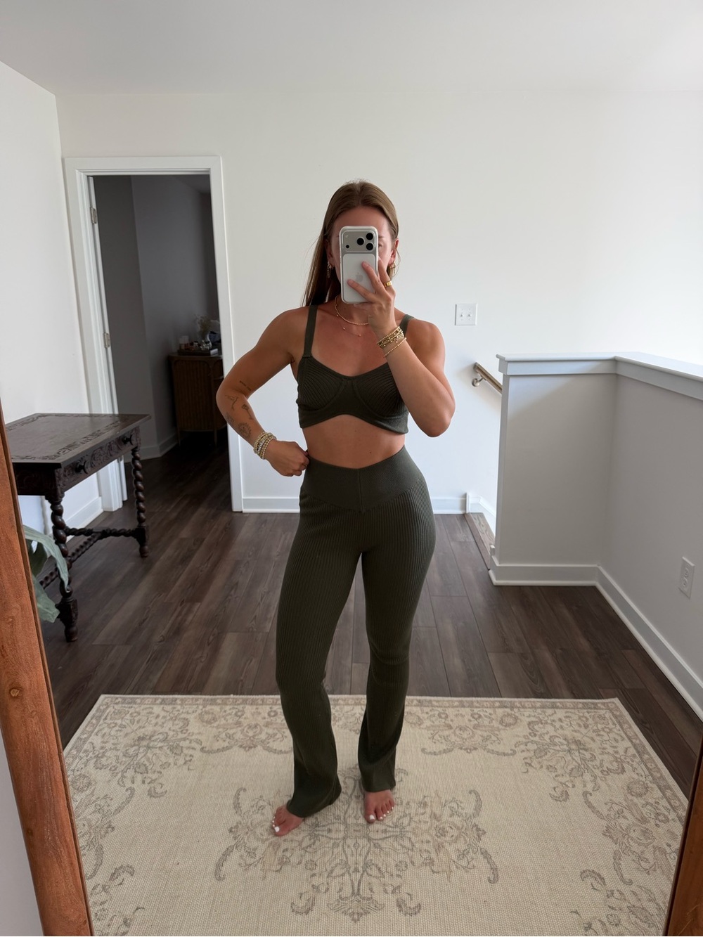 Beach Riot Olive Ribbed Wide Leg Pants